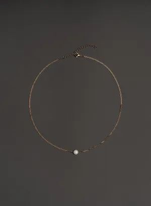 Real Pearl 2mm Gold Chain Necklace