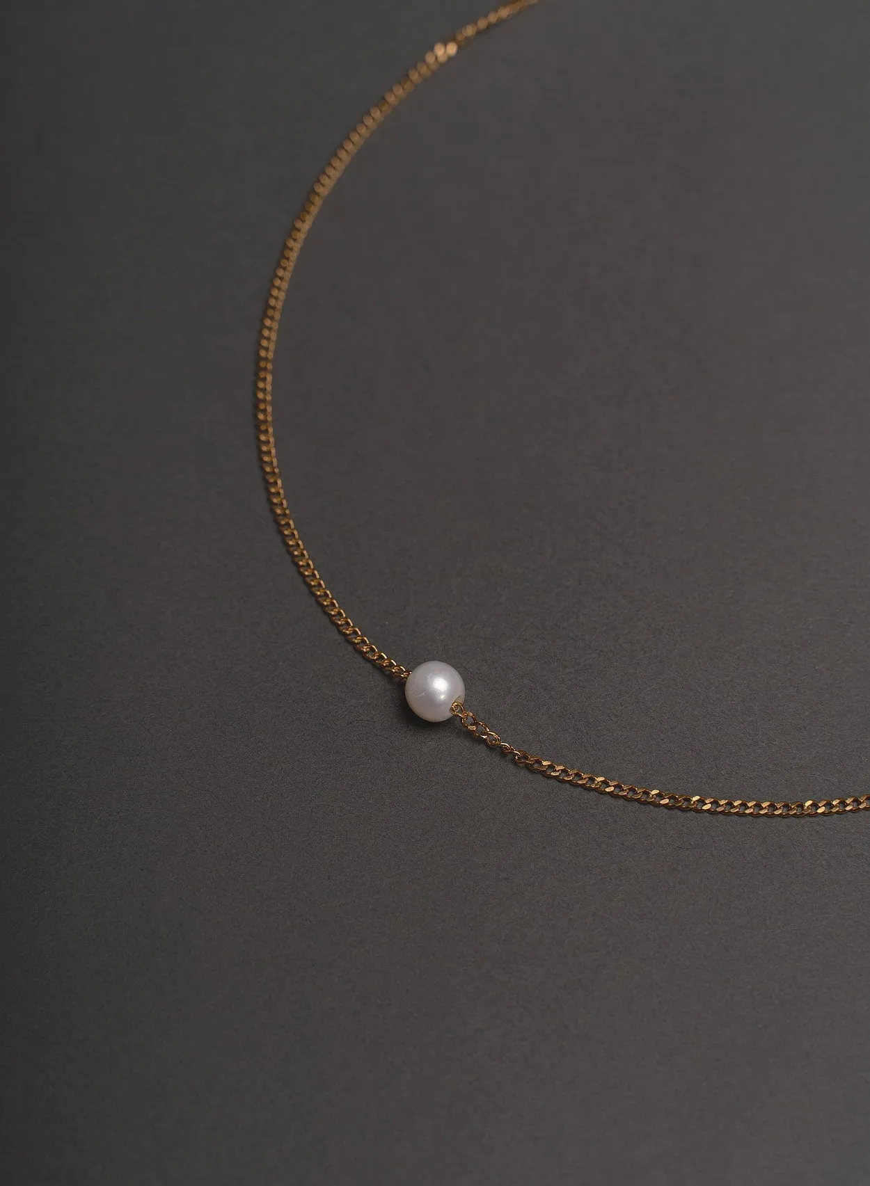 Real Pearl 2mm Gold Chain Necklace