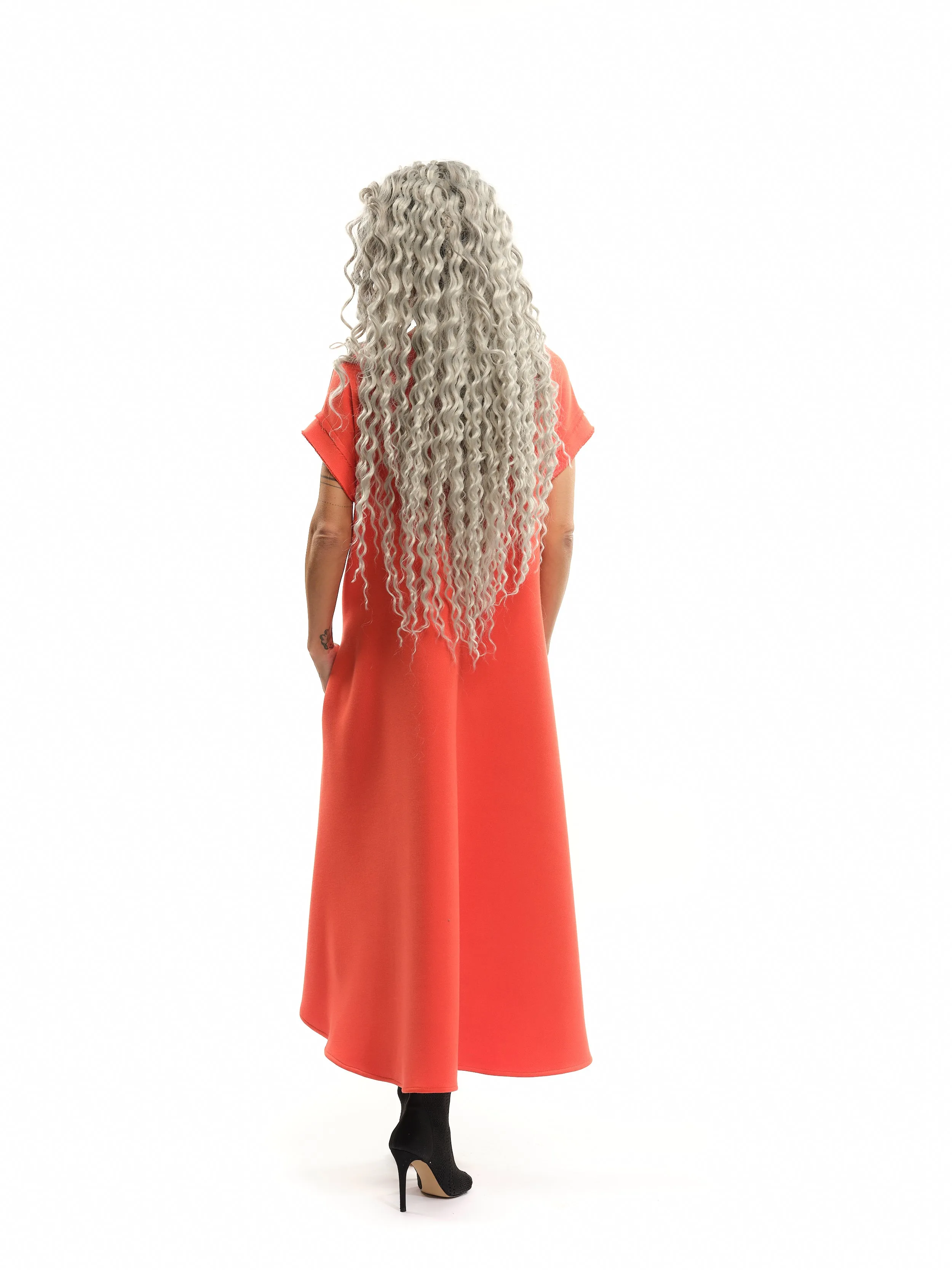 Relaxed Orange Midi Dress