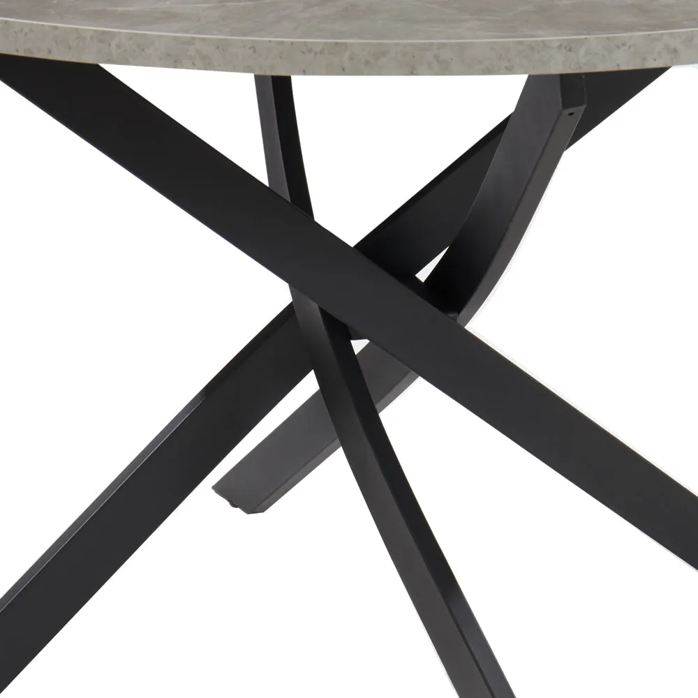 Rocco Concrete Effect Dining Table & 4 Sierra Chairs, Black with Black Legs