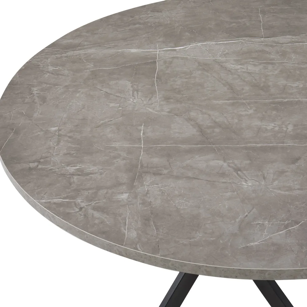 Rocco Concrete Effect Dining Table & 4 Sierra Chairs, Black with Black Legs