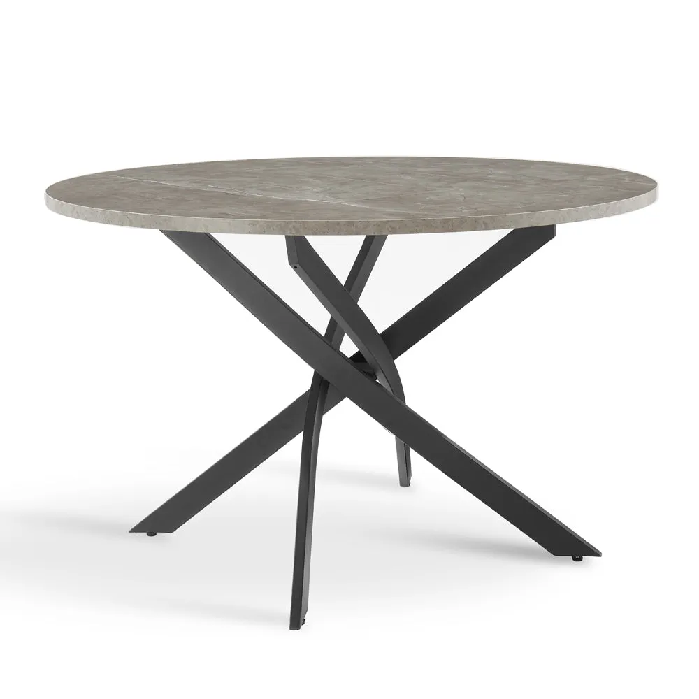 Rocco Concrete Effect Dining Table & 4 Sierra Chairs, Black with Black Legs