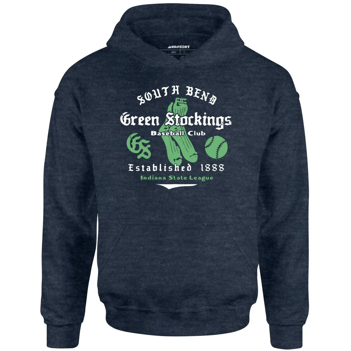 South Bend Green Stockings - Indiana - Vintage Defunct Baseball Teams - Unisex Hoodie
