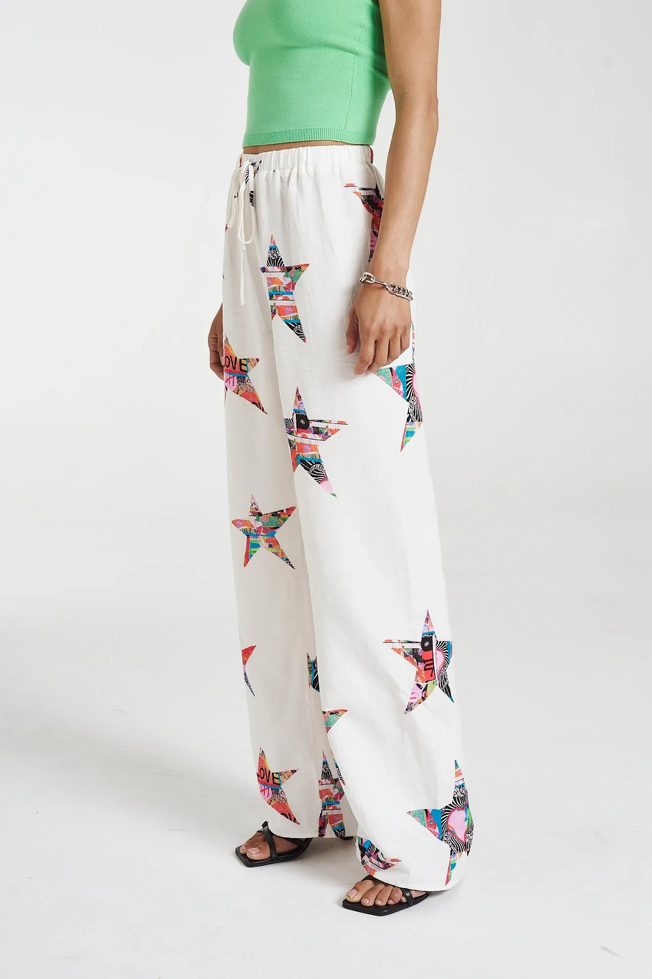 SUMMI SUMMI Womens Elastic Waist Linen Pants - Star X Lovers