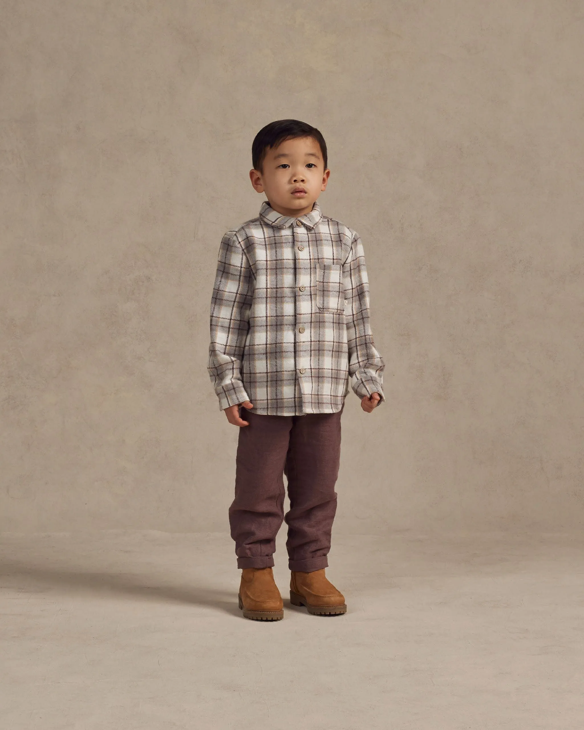 The Collared Long Sleeve Shirt by Rylee   Cru - Blue Flannel - KIDS