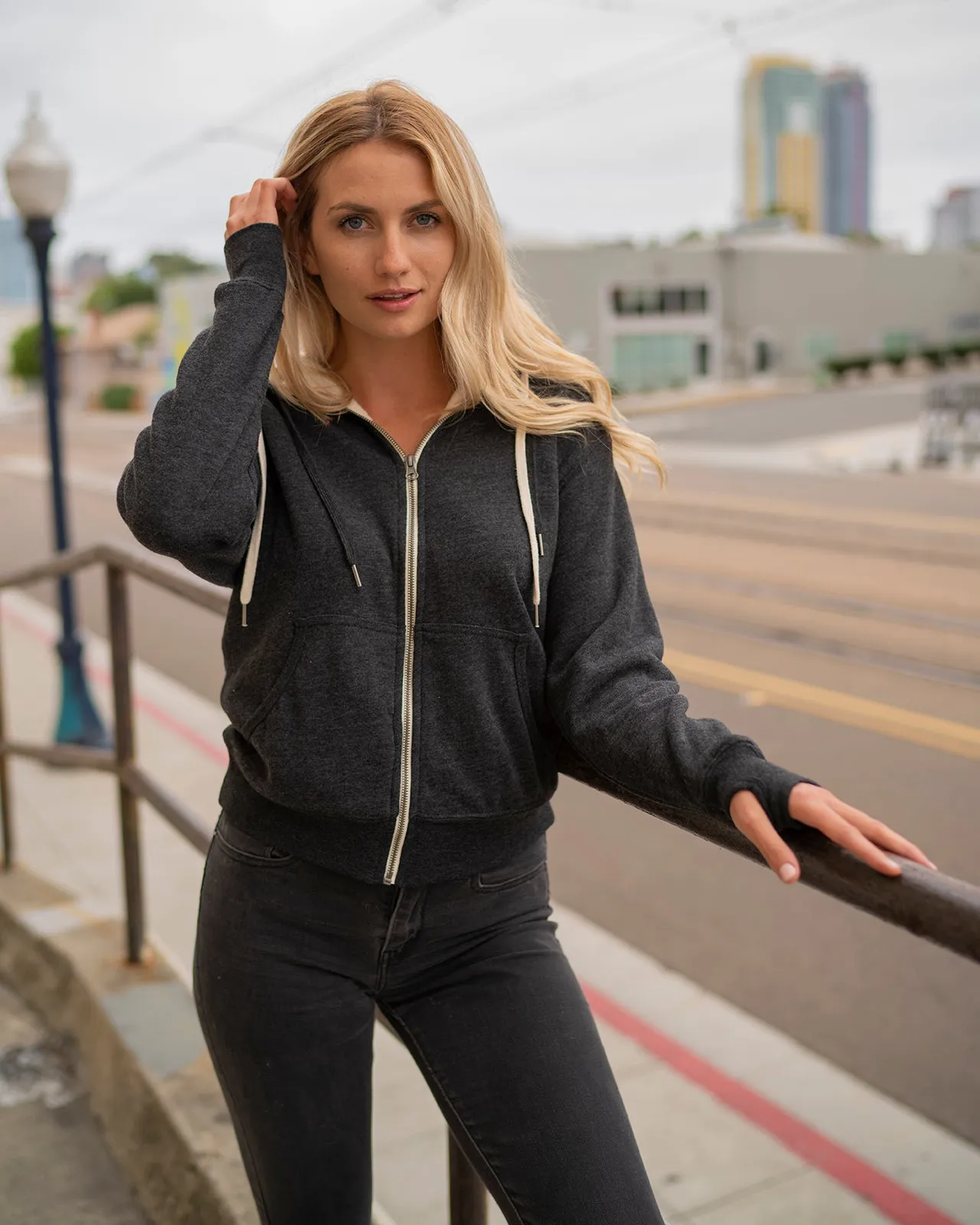 Unisex Heavyweight Sherpa Lined Heather Zip Hood