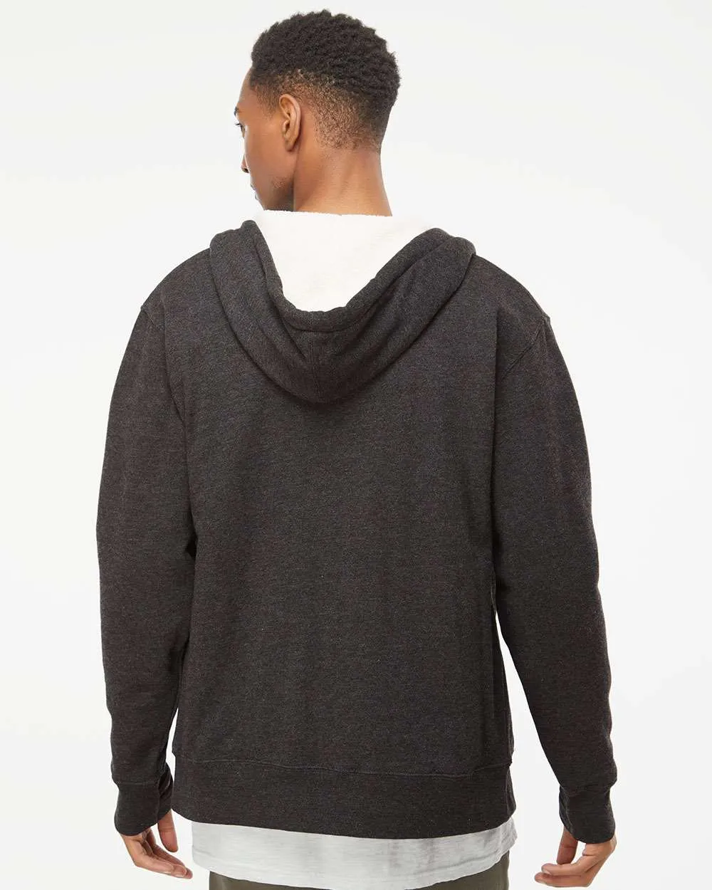 Unisex Heavyweight Sherpa Lined Heather Zip Hood