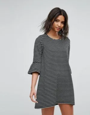Vero Moda Stripe Shift Dress With Fluted Sleeve
