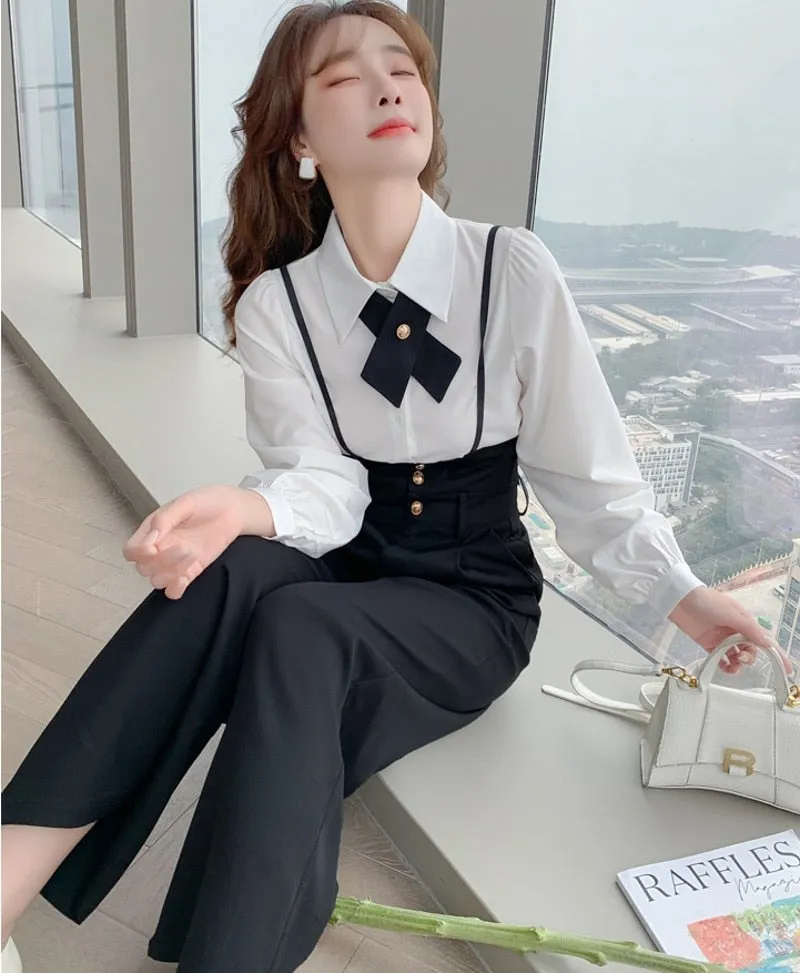 Wenkouban 2022 Spring Fashion Elegant Women Two Piece Suits Long  Sleeve Shirts Tops Long Wide Leg Pants Trousers Sets