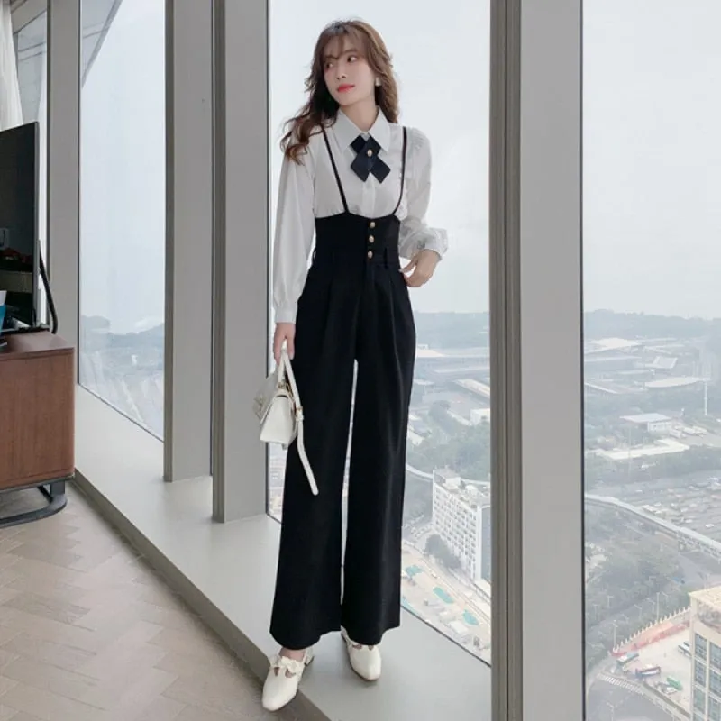 Wenkouban 2022 Spring Fashion Elegant Women Two Piece Suits Long  Sleeve Shirts Tops Long Wide Leg Pants Trousers Sets