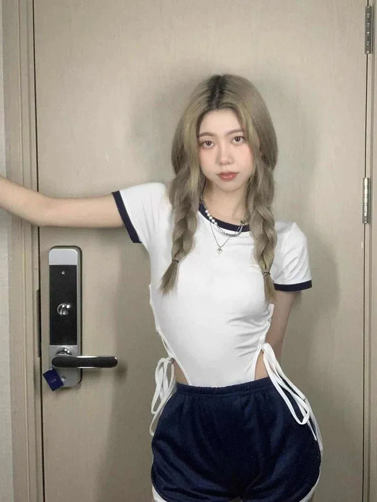 Women Short Sleeve White Bodysuits