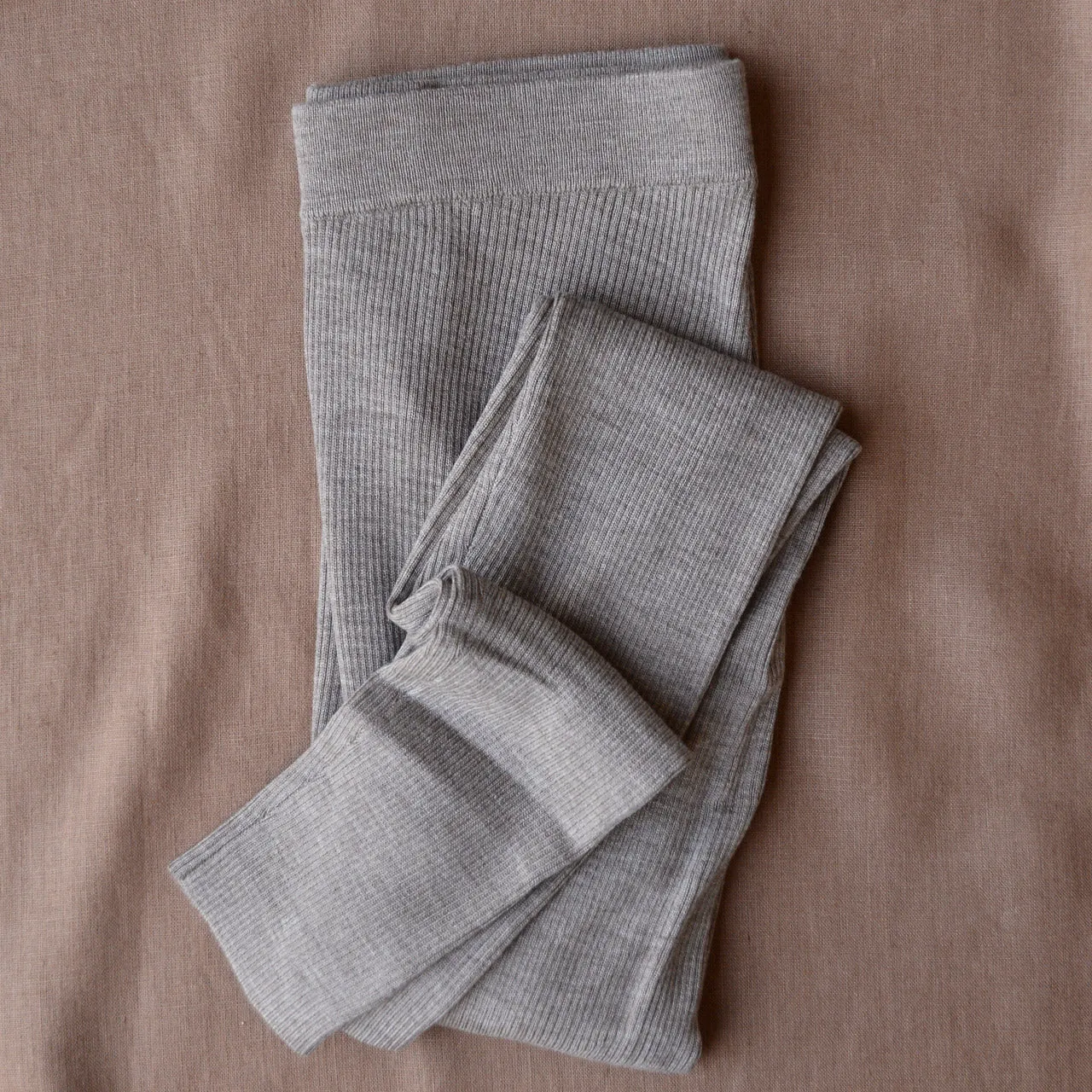 Women's Rib Leggings - 100% Merino - Beige Melange (S, M, L)