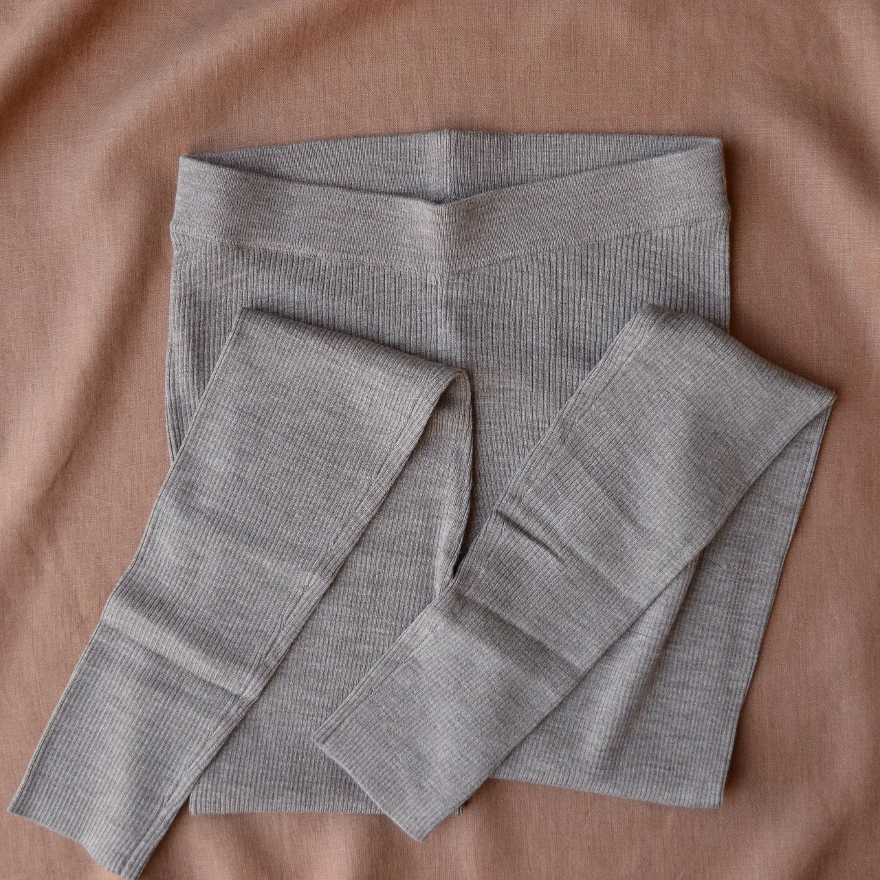 Women's Rib Leggings - 100% Merino - Beige Melange (S, M, L)