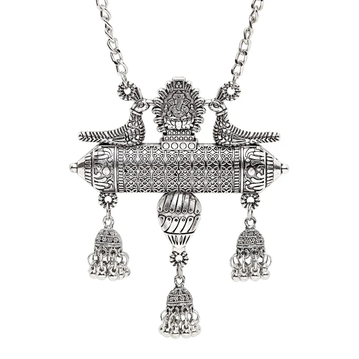 Yellow Chimes Jewellery Set for Women and Girls Traditional Silver Oxidised Jewellery Set | Silver Oxidized Necklace Set | Birthday Gift For Girls & Women Anniversary Gift for Wife
